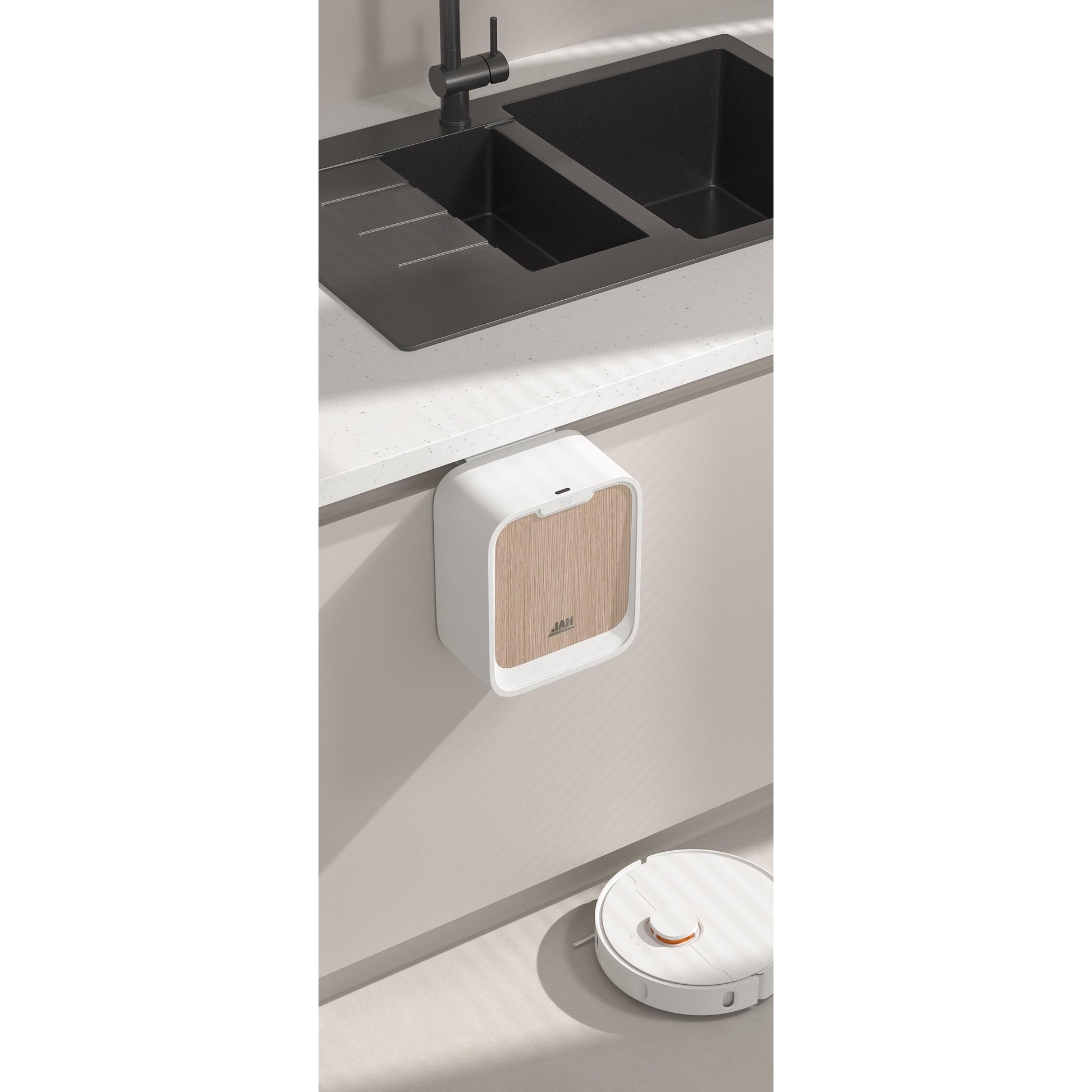 Tacho de basura con sensor gabinete 7L amaderado – ABS - USB