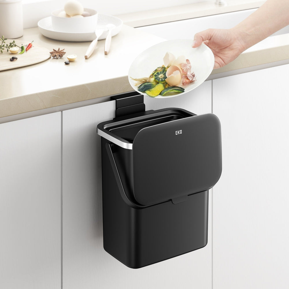 Tacho de basura para gabinete Puro Plus 10 L negro