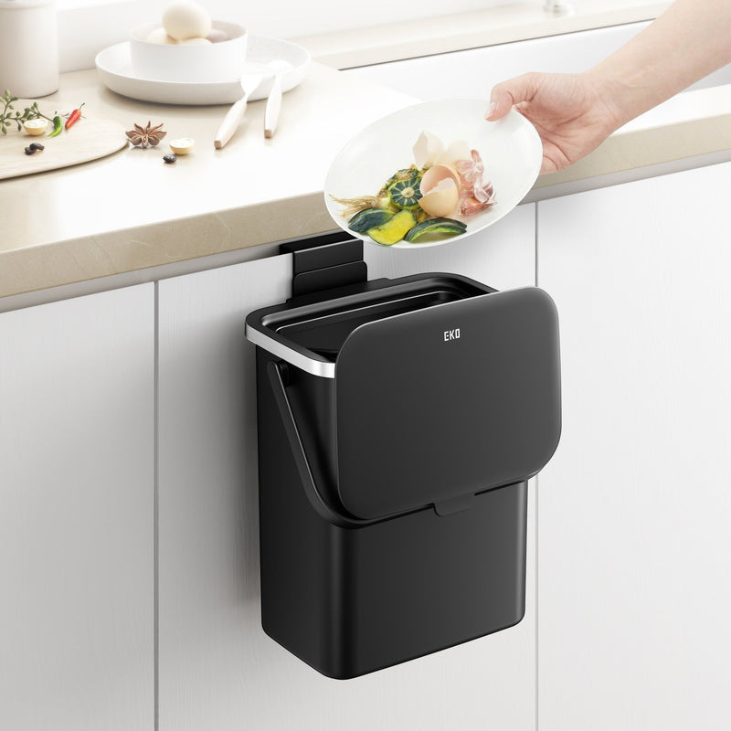 Tacho de basura para gabinete Puro Plus 10 L negro