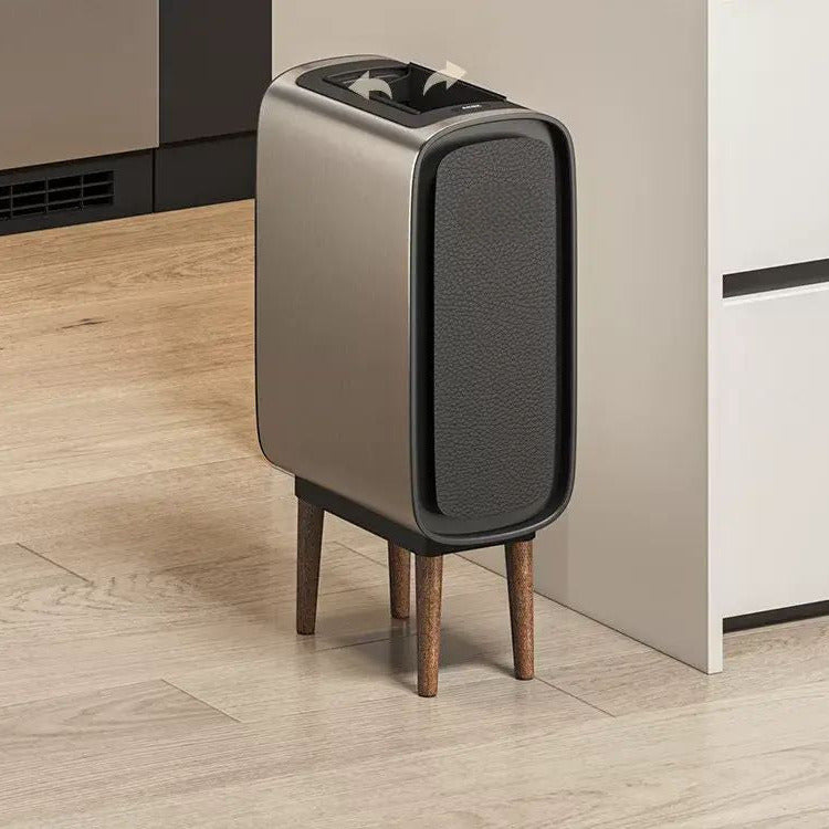 Tacho de basura con sensor Kotiini 9 litros gris carbón con patas de madera - foto 3