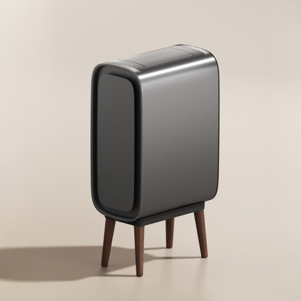 Tacho de basura con sensor Kotiini 9 litros gris carbón con patas de madera