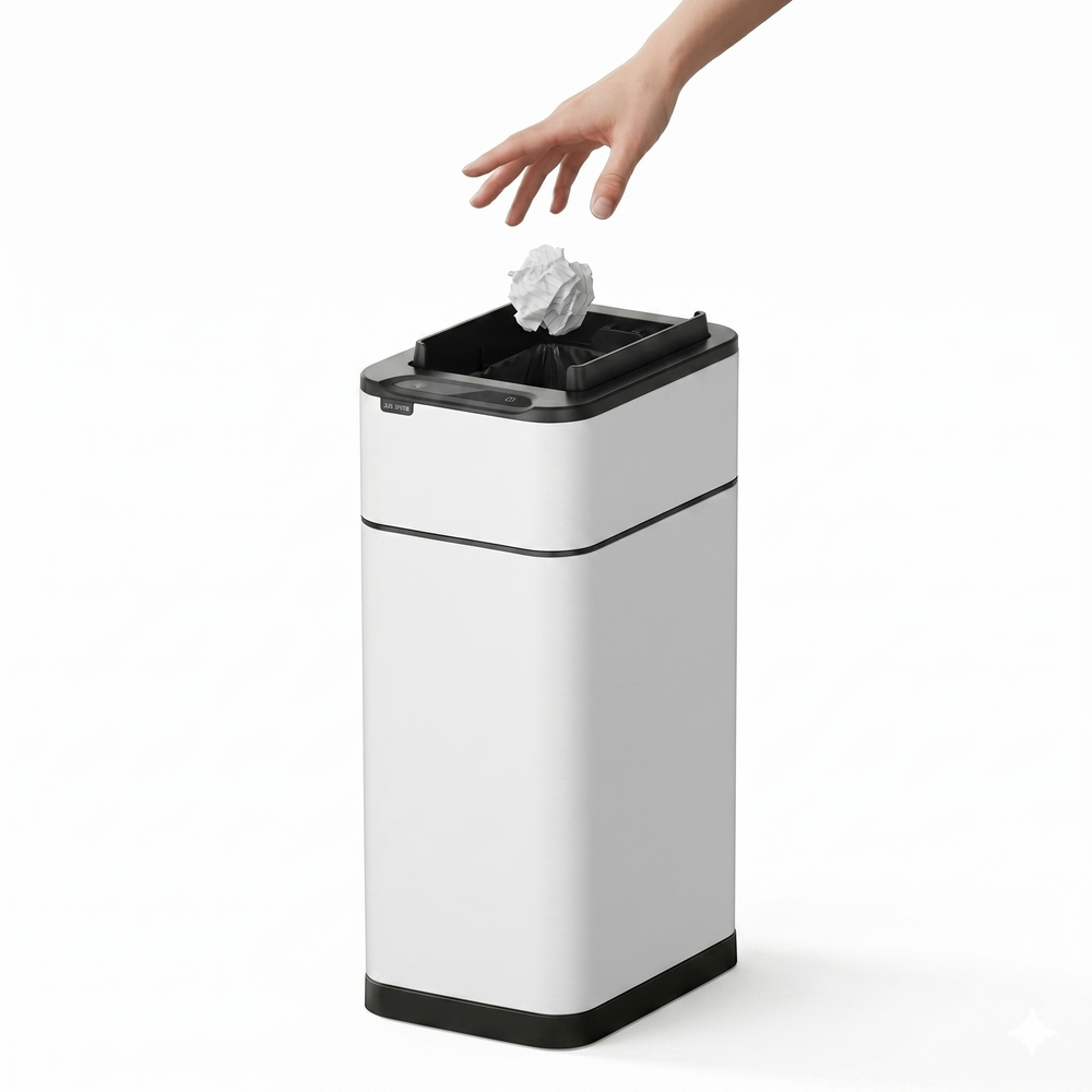 Tacho de basura con sensor de alas Kotiini acero blanco