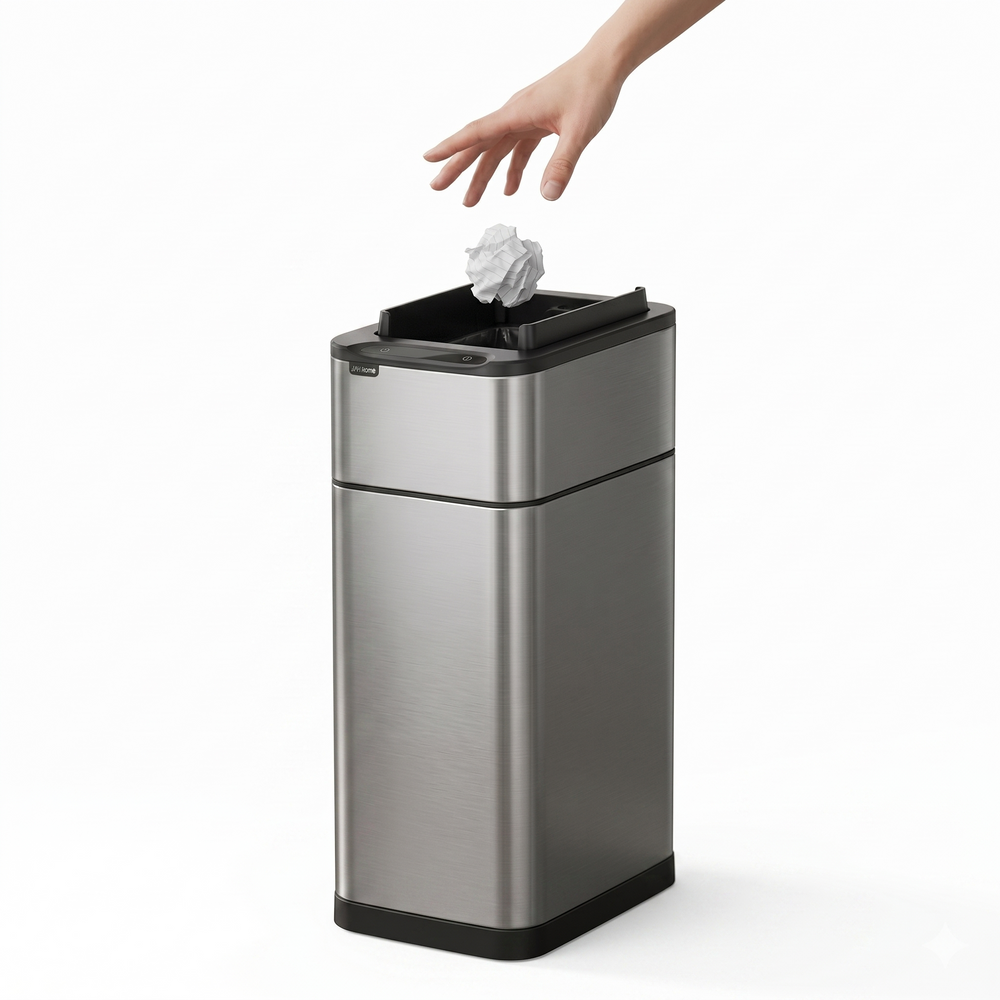 Tacho de basura con sensor de alas Kotiini acero plateado
