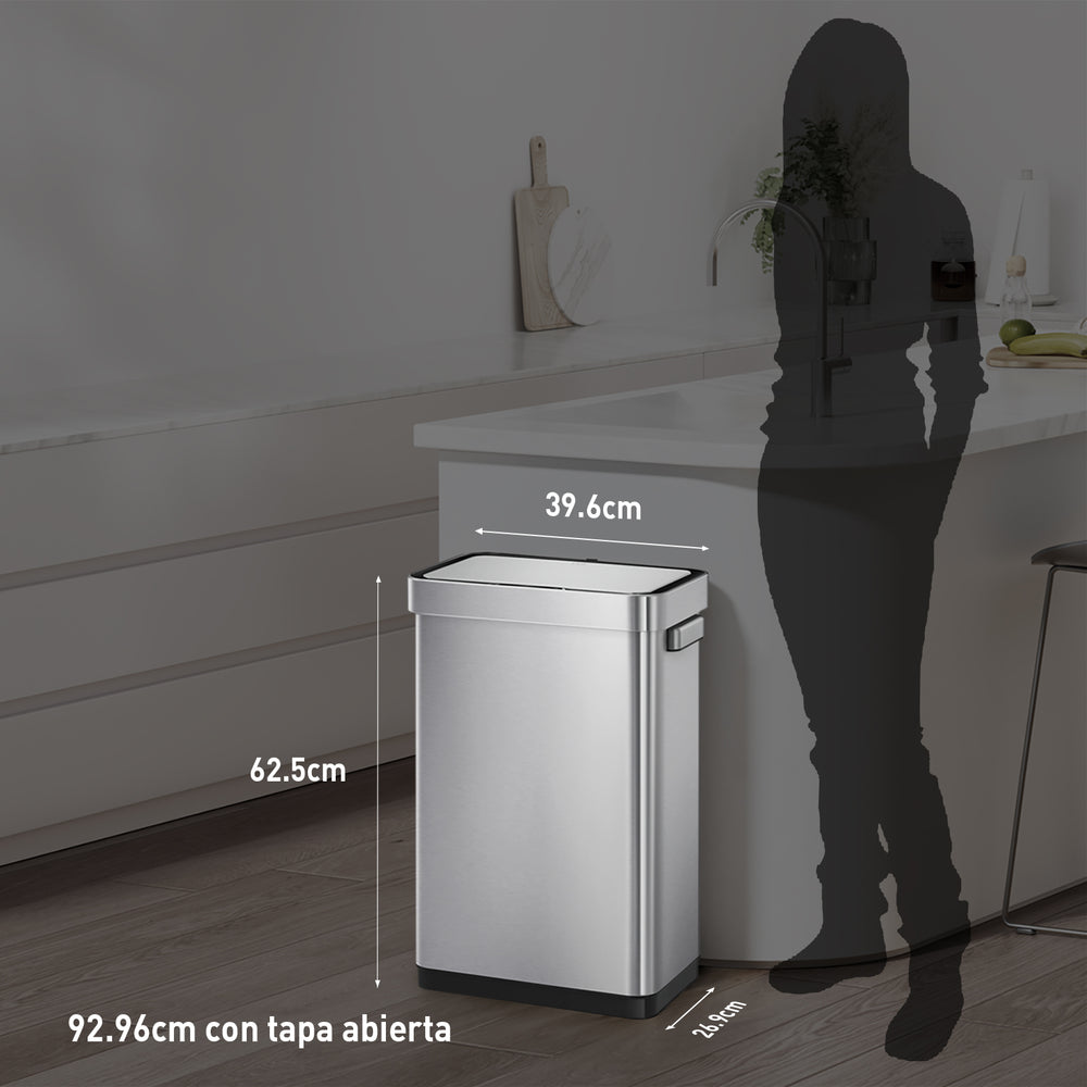Tacho de basura sensor Deluxe Mirage-T 50 L acero plateado
