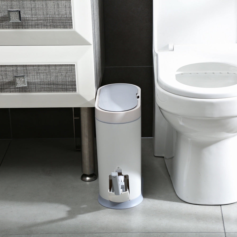 Tacho de basura sensor c/escobilla 8L blanco USB
