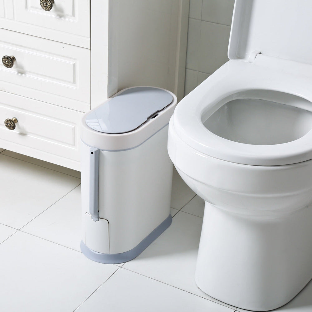 Tacho de basura sensor c/escobilla 8L blanco USB