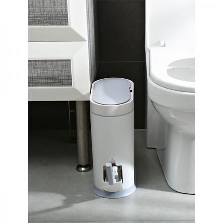 Tacho de basura sensor c/escobilla 8L blanco USB