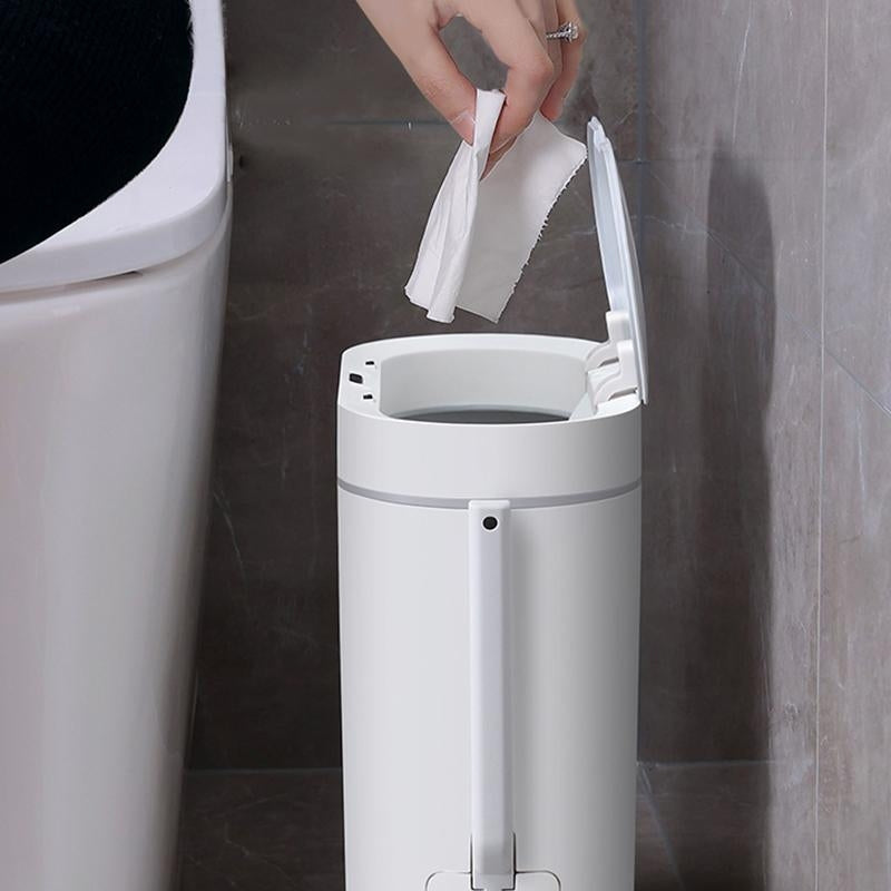 Tacho de basura sensor c/escobilla 8L blanco USB