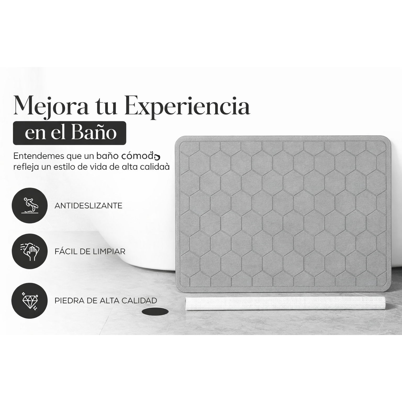 Tapete de baño de Diatomita BathMat - Ecológica y Antibacteriana