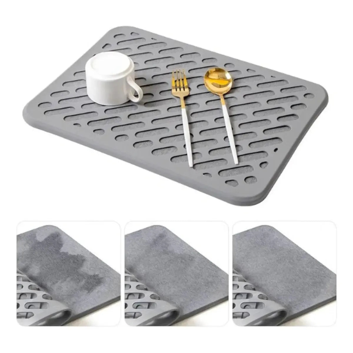 Tapete de secado de Diatomita DryMat antideslizante - Súper Absorbente con Silicona Antideslizante