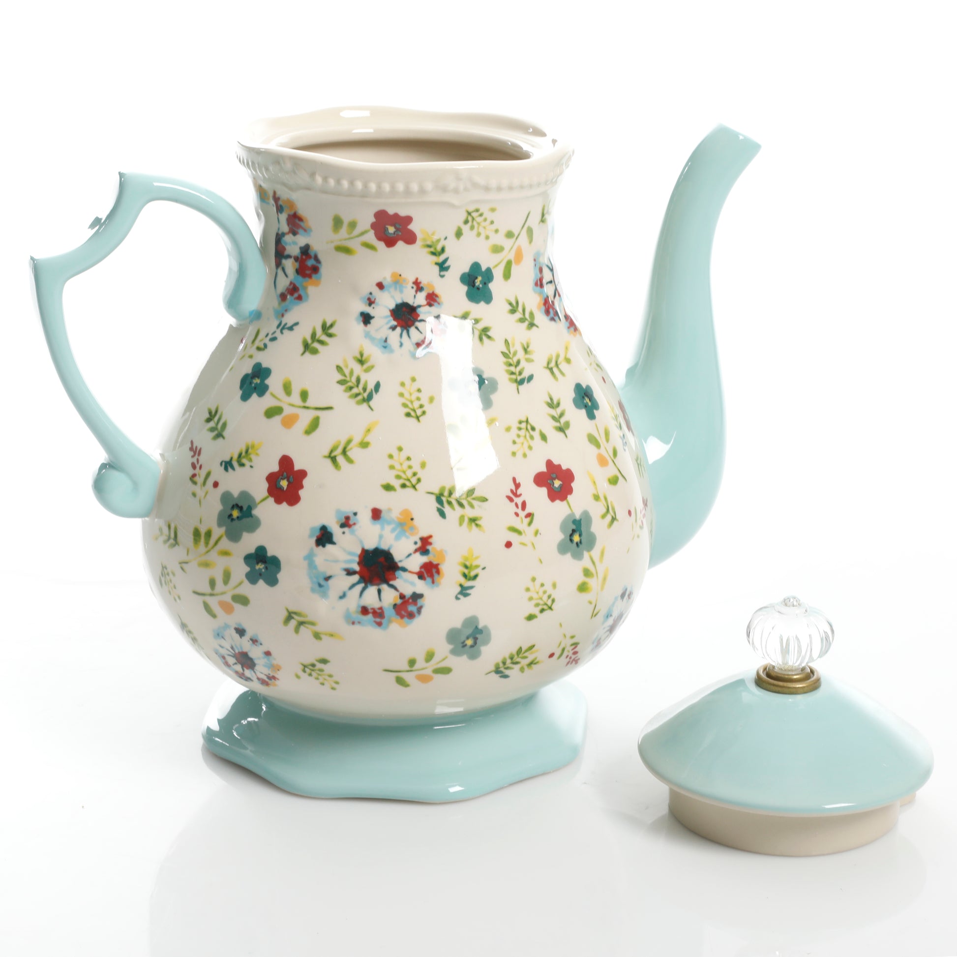 Tetera de Gres Floral 2.4 L Kari – Diseño Vintage en Colores Vibrantes