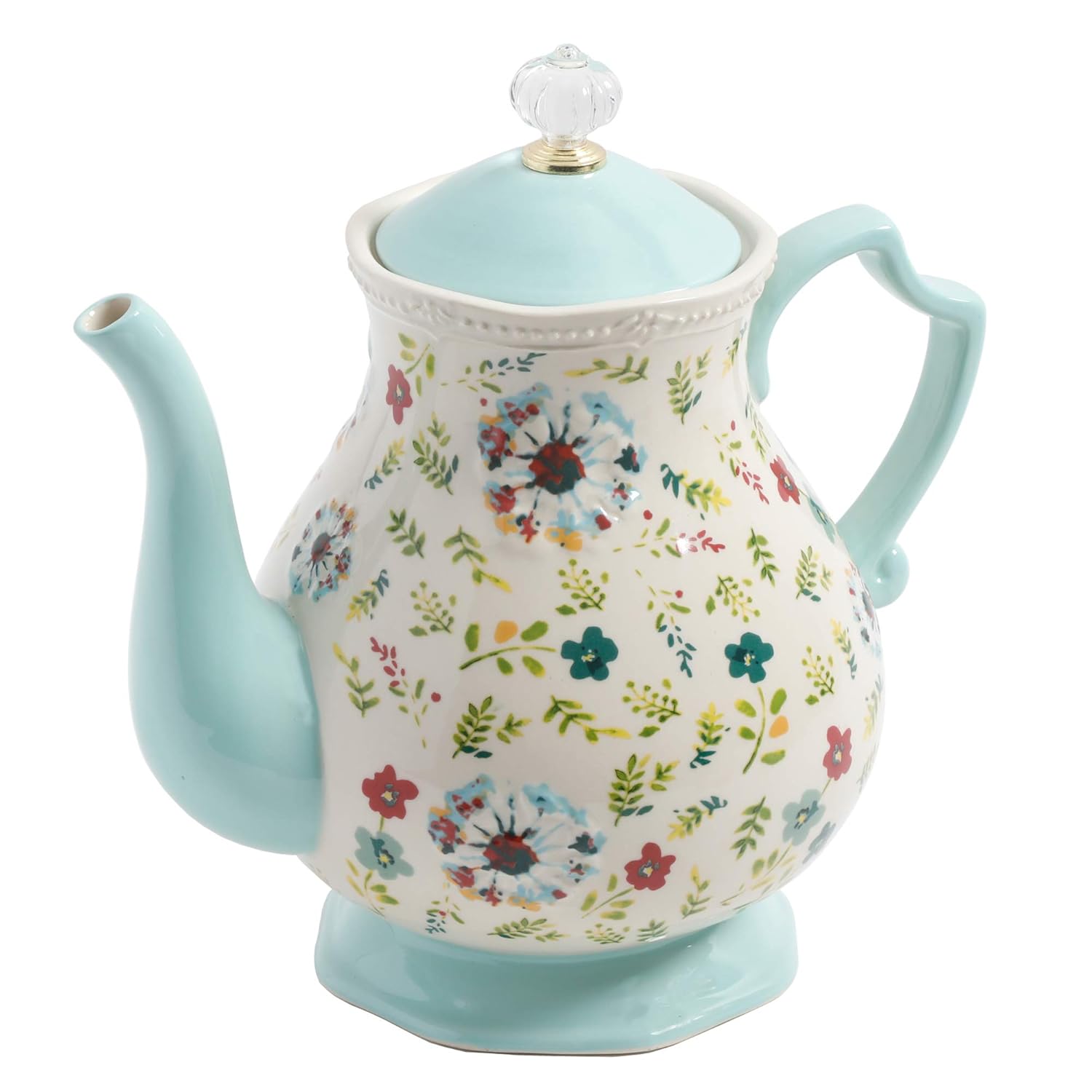 Tetera de Gres Floral 2.4 L Kari – Diseño Vintage en Colores Vibrantes