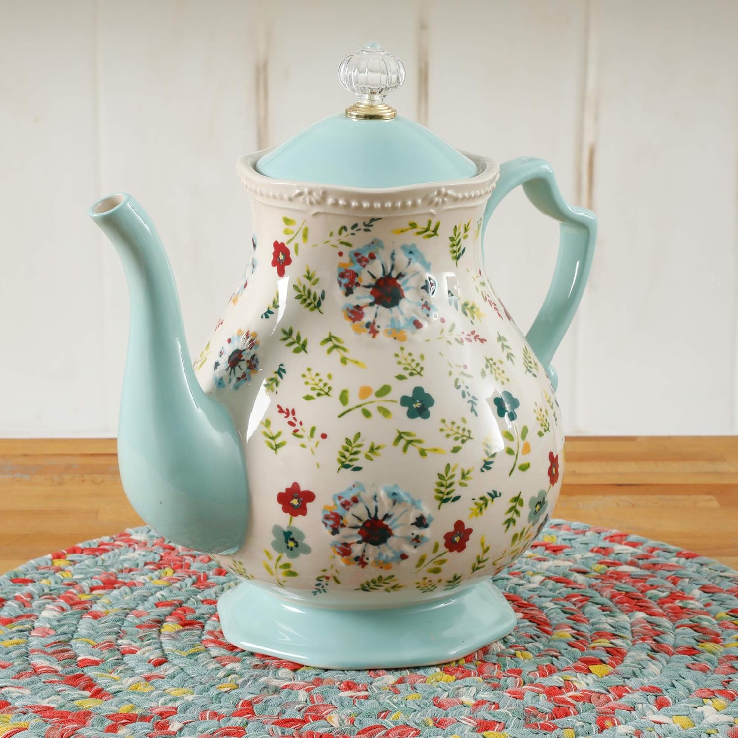 Tetera de Gres Floral 2.4 L Kari – Diseño Vintage en Colores Vibrantes