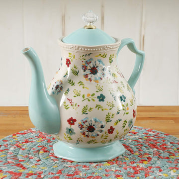 Tetera de Gres Floral 2.4 L Kari – Diseño Vintage en Colores Vibrantes