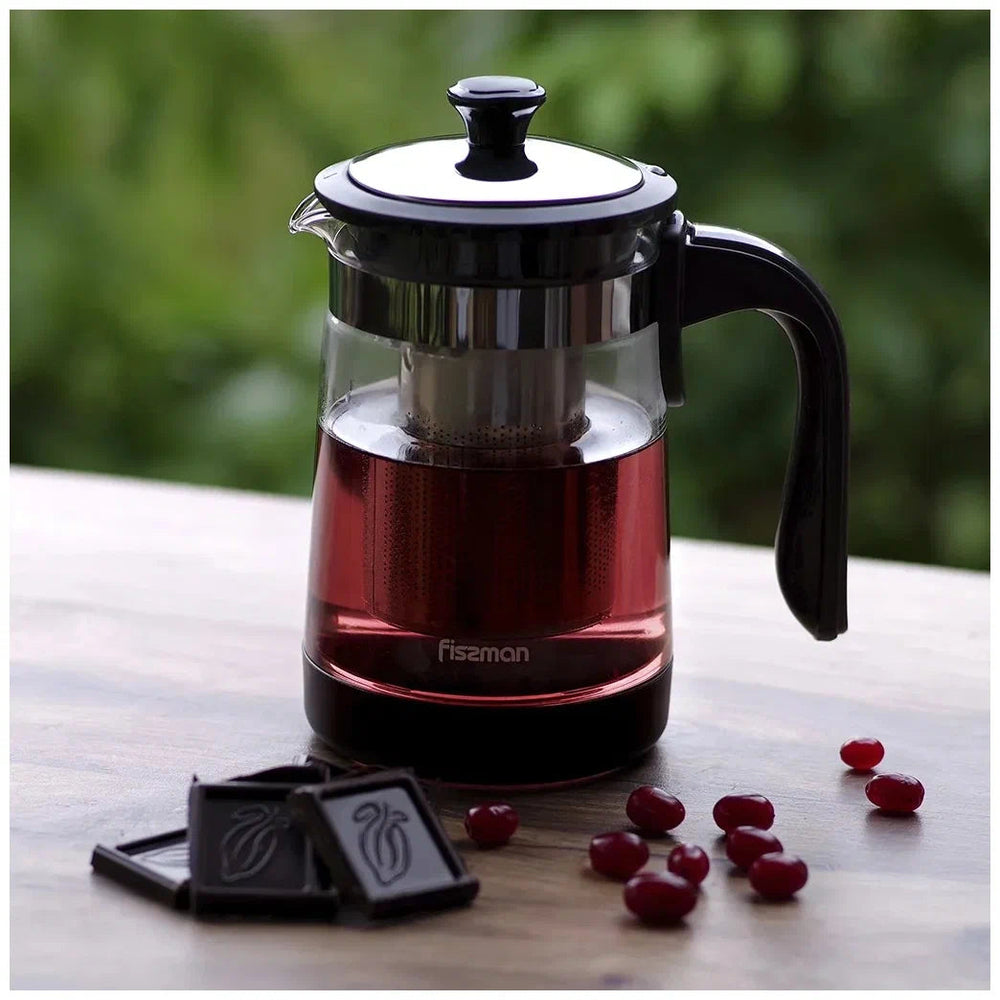 Tetera de vidrio borosilicato 950 ml con filtro inox