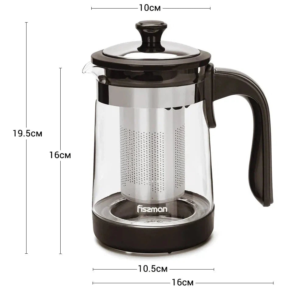 Tetera de vidrio borosilicato 950 ml con filtro inox