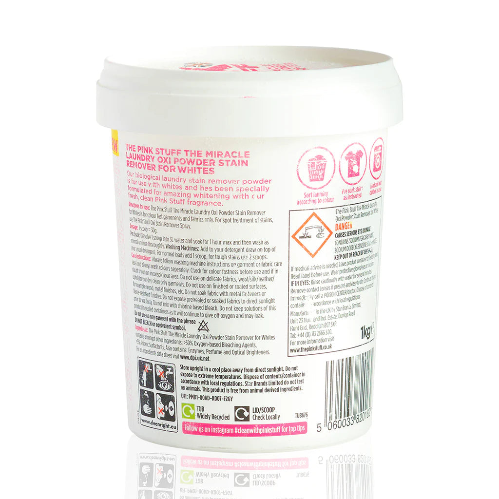 The Pink Stuff® Quitamanchas en polvo Oxi para ropa blanca 1kg