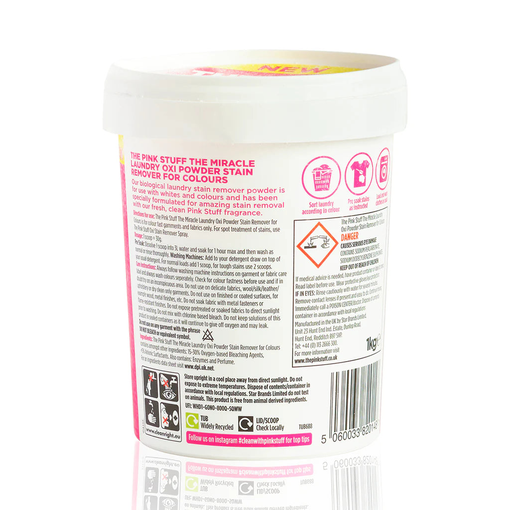 The Pink Stuff® Quitamanchas en polvo Oxi para ropa de colores 1kg