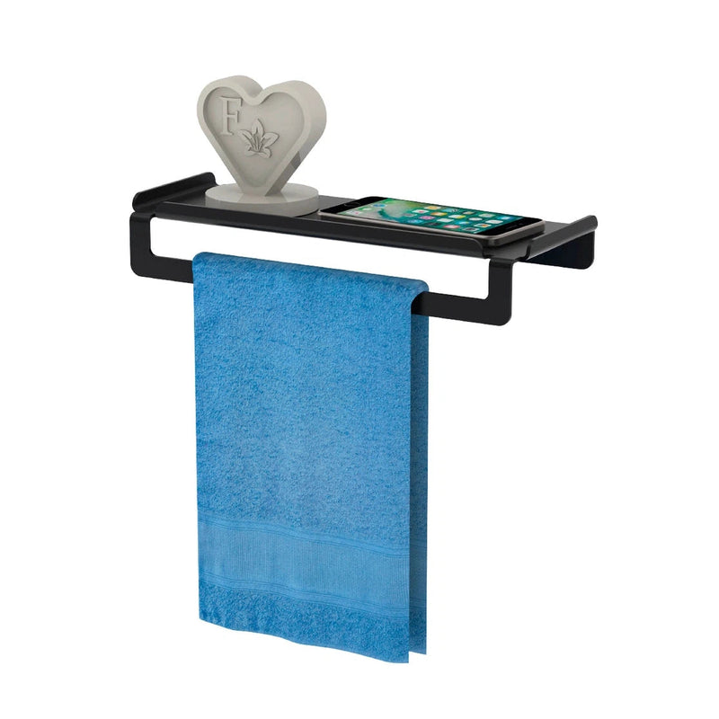 Toallero con Estante 28cm Ispirazione aluminio- negro mate