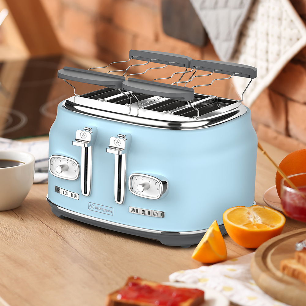 Tostadora Retro Westinghouse 4 ranuras celeste