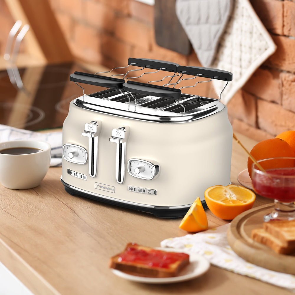 Tostadora Retro Westinghouse 4 ranuras crema