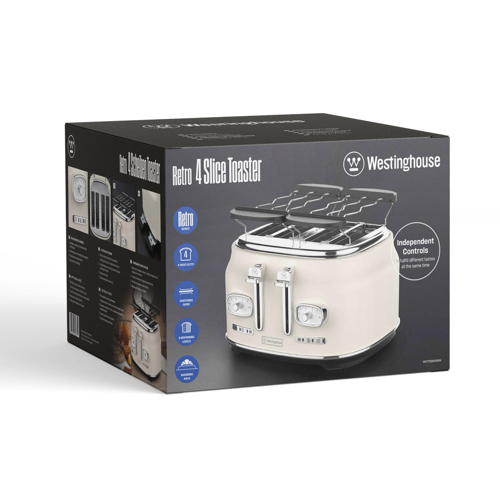 Tostadora Retro Westinghouse 4 ranuras crema