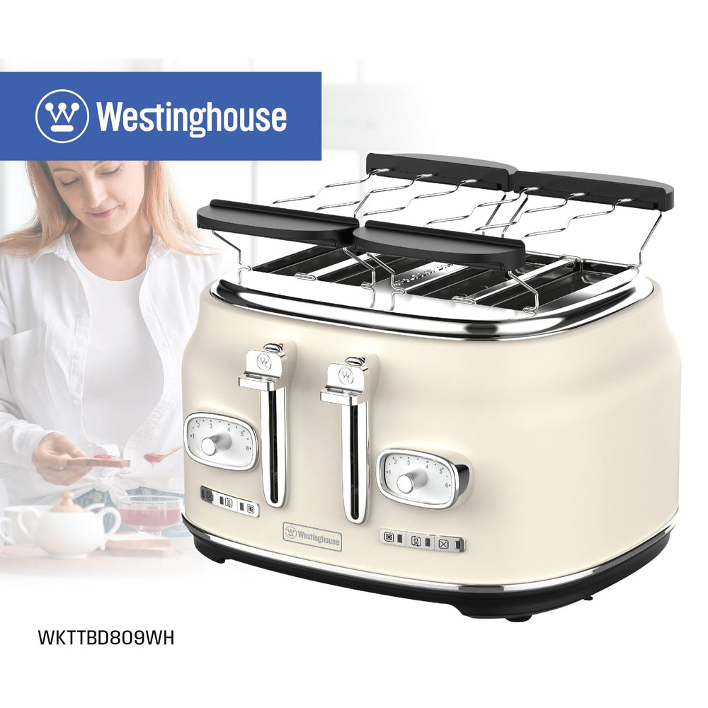 Tostadora Retro Westinghouse 4 ranuras crema