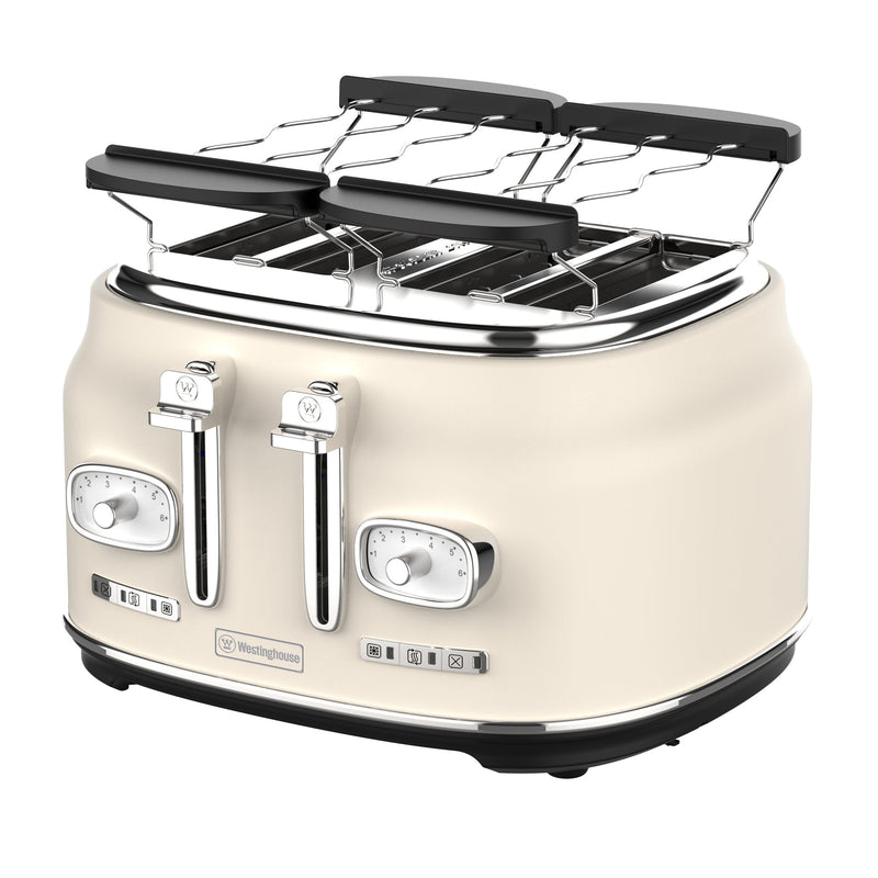 Tostadora Retro Westinghouse 4 ranuras crema