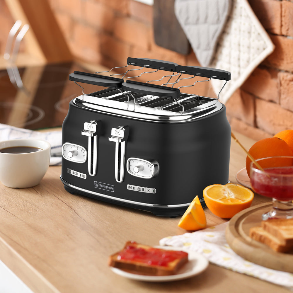 Tostadora Retro Westinghouse 4 ranuras negra