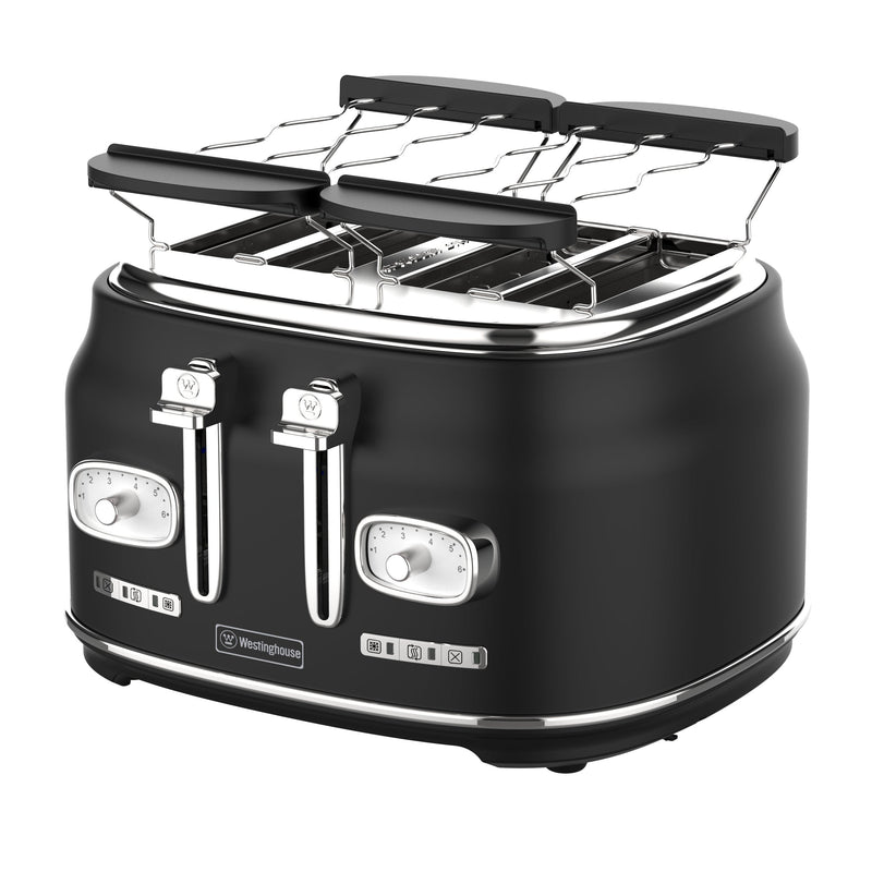 Tostadora Retro Westinghouse 4 ranuras negra