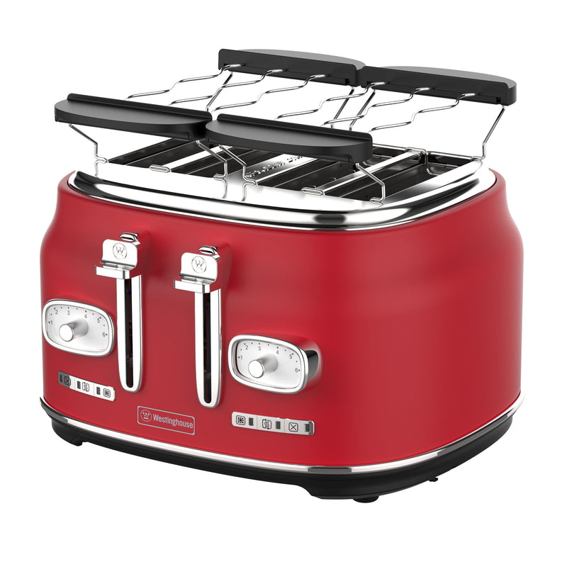 Tostadora Retro Westinghouse 4 ranuras roja