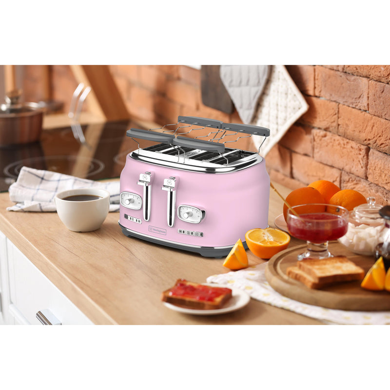 Tostadora Retro Westinghouse 4 ranuras rosada