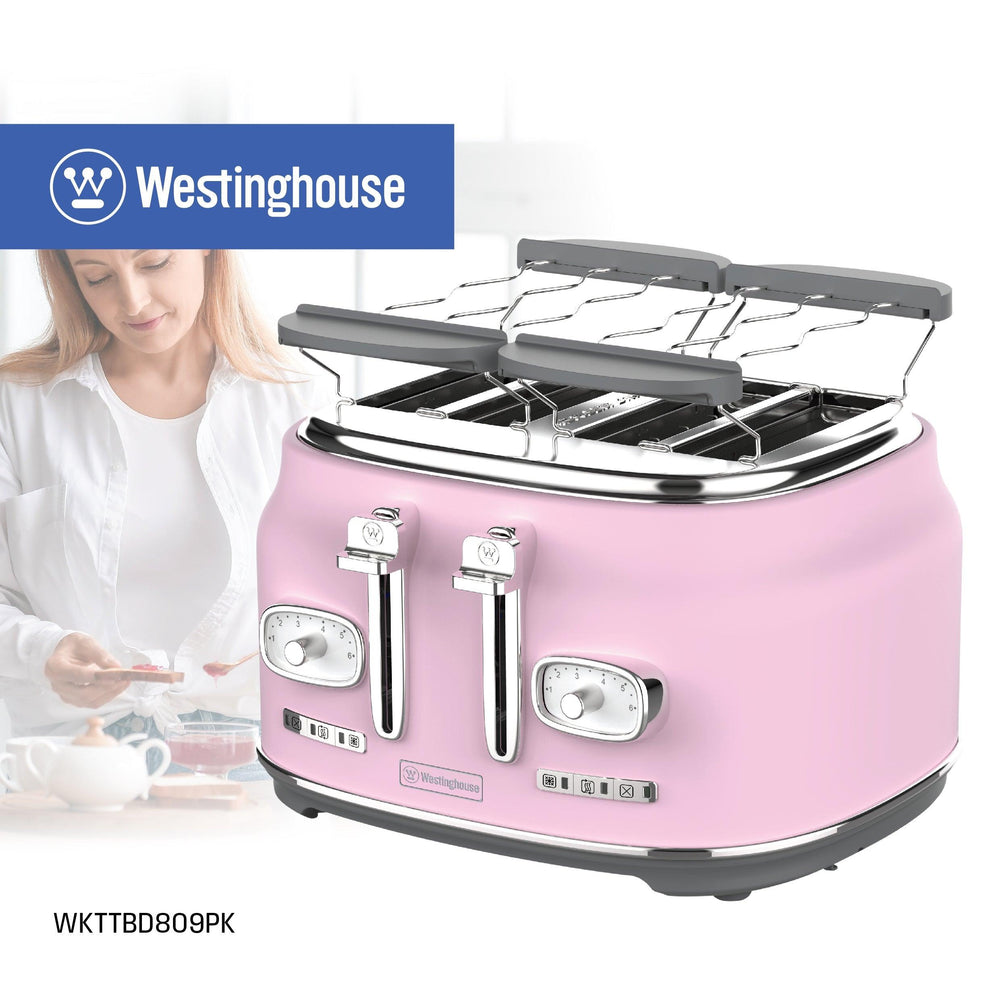 Tostadora Retro Westinghouse 4 ranuras rosada