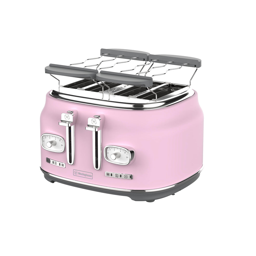 Tostadora Retro Westinghouse 4 ranuras rosada