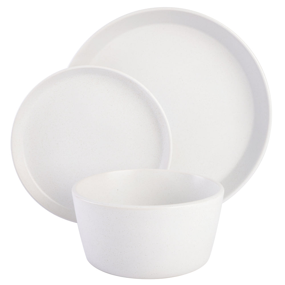 Vajilla de Gres Blanca con Motas Marrones 12 Piezas Soho Lounge Sofia Coupe - Estilo Moderno y Duradero