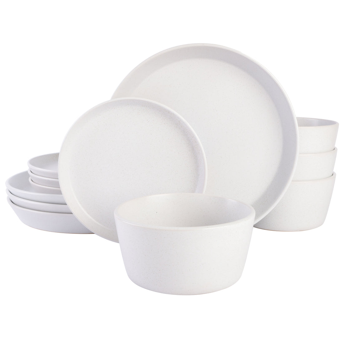 Vajilla de Gres Blanca con Motas Marrones 12 Piezas Soho Lounge Sofia Coupe - Estilo Moderno y Duradero
