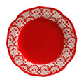 Vajilla de Gres Roja 12 Piezas Betsy rojo – Diseño Vintage con Bordes Ondulados