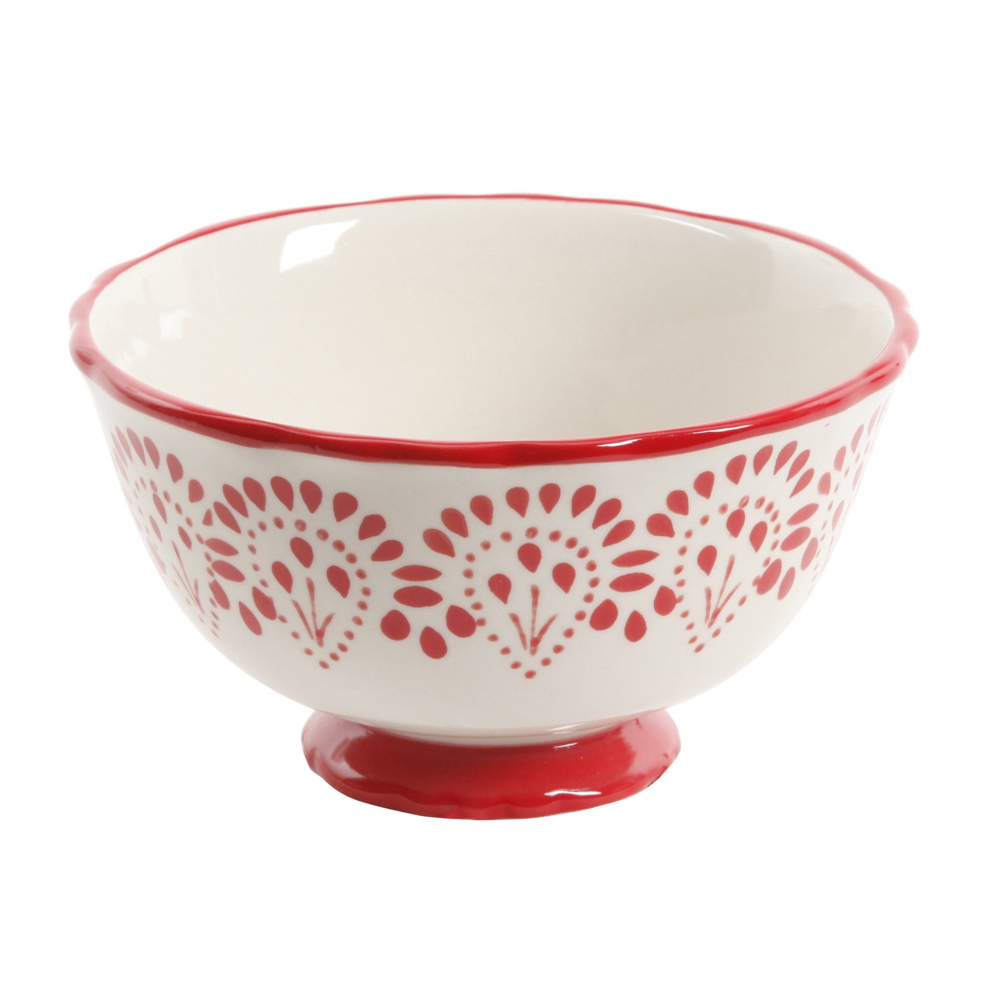 Vajilla de Gres Roja 12 Piezas Betsy rojo – Diseño Vintage con Bordes Ondulados