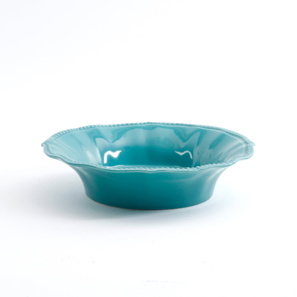 Vajilla de Gres Turquesa 12 Piezas Paige – Diseño Vintage con Relieve y Borde Ondulado