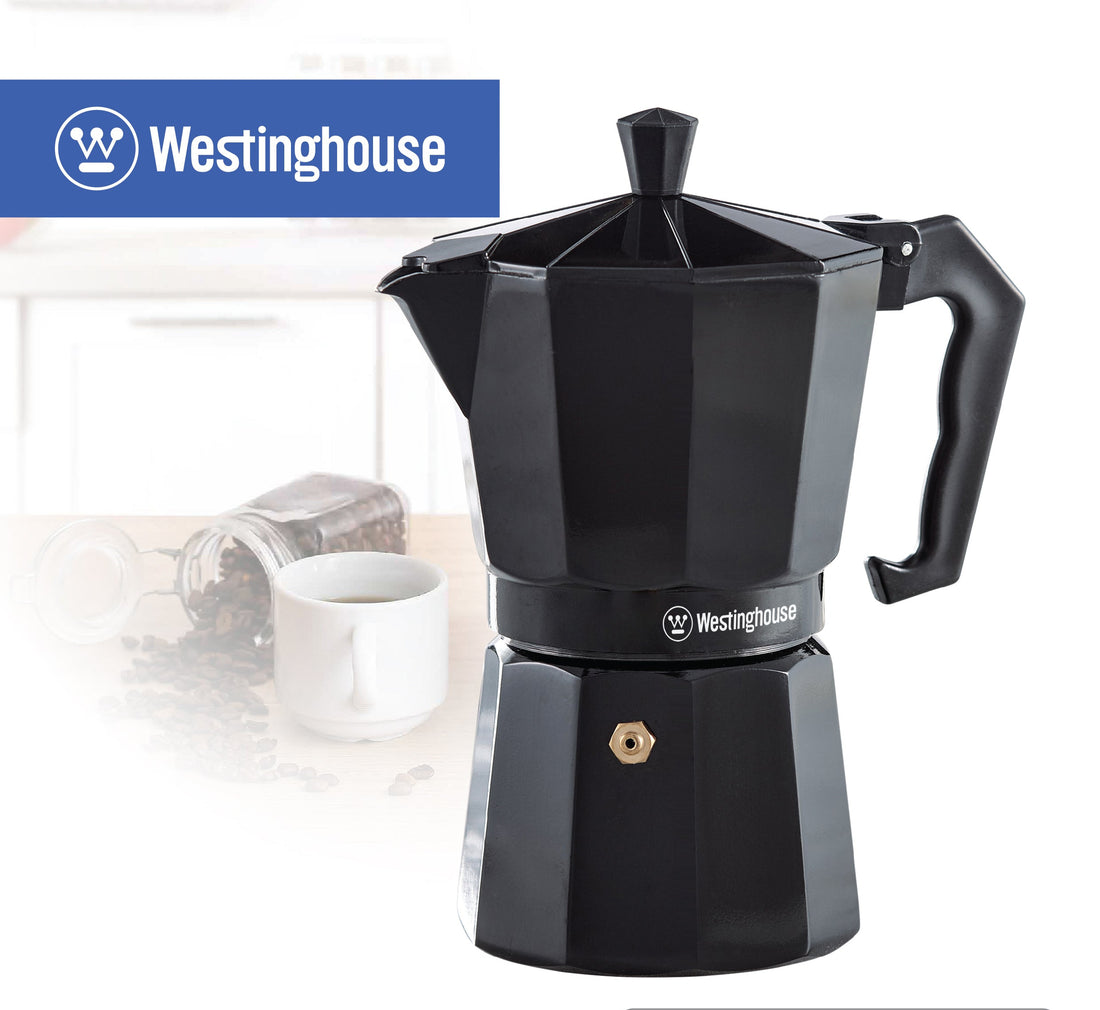 Cafetera Moka italiana 6 tazas negra - Espresso Clásico en Casa