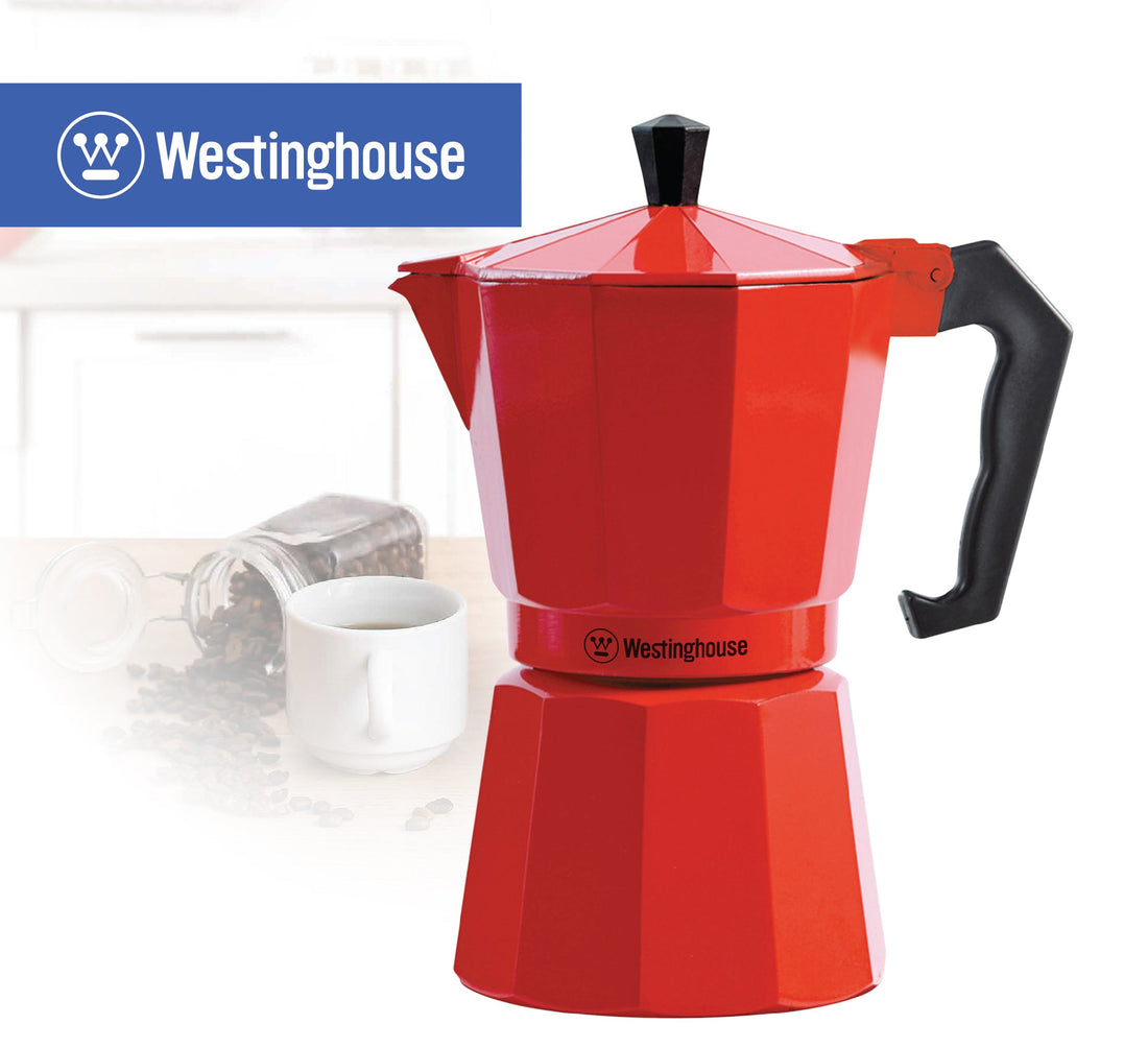 Cafetera Moka italiana 6 tazas roja - Espresso Clásico en Casa