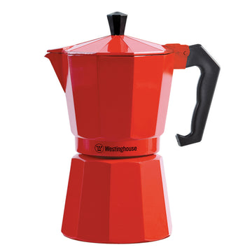 Cafetera Moka italiana 6 tazas roja - Espresso Clásico en Casa