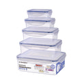 Set de 5 tapers Rectangulares Herméticos – 0.24L a 2.5L- Apto Microondas y Freezer