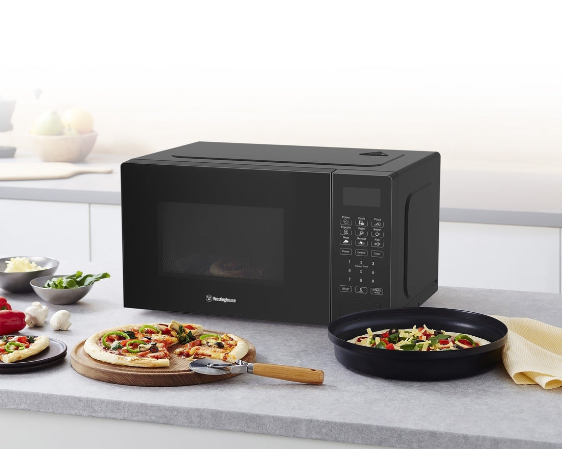Horno microondas digital 20 litros negro - 700W con 9 Menús Automáticos y Display LED
