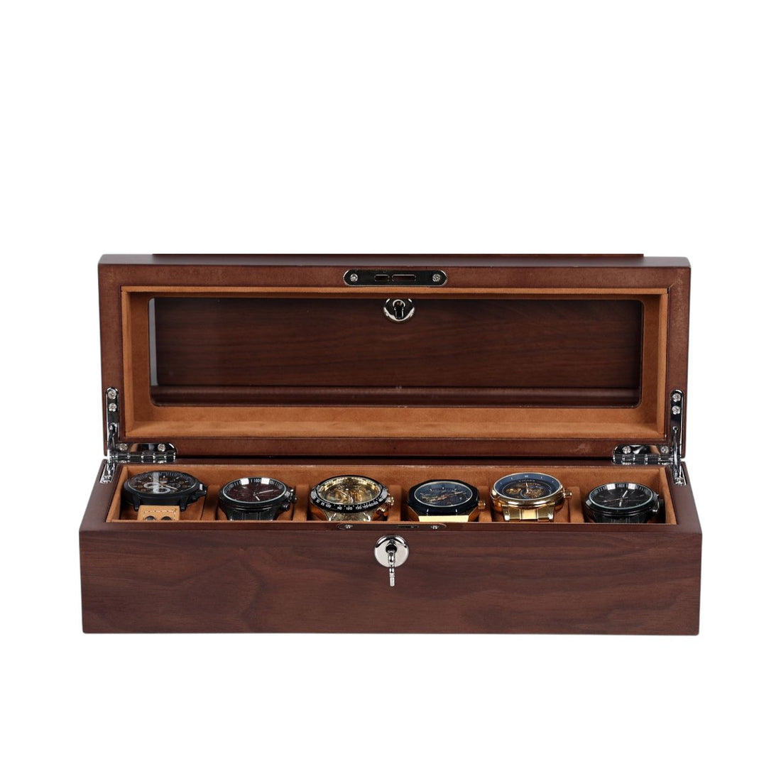 Caja Organizadora 6 Relojes Luxury - Estilo Nogal, Diseño Elegante