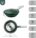 Wok 28cm antiadherente Performance QuanTanium con tapa verde