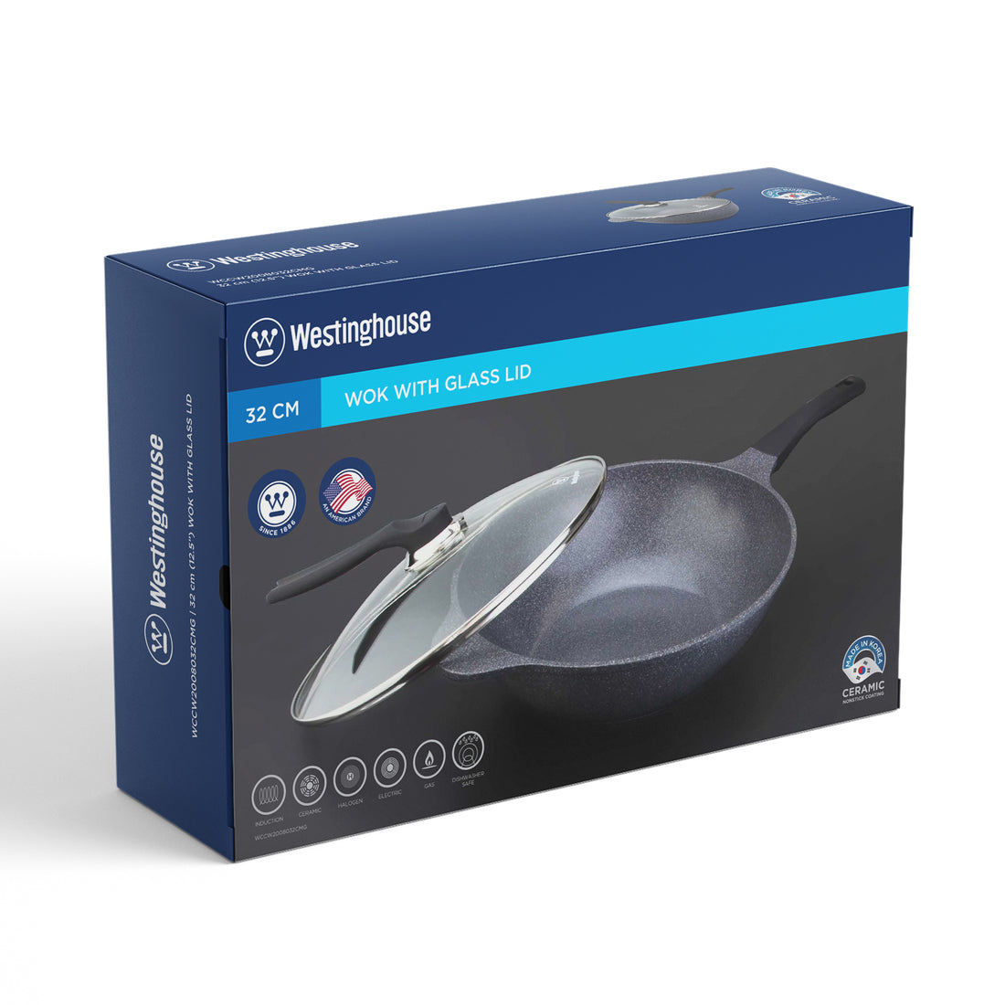 Wok Antiadherente Cerámica Gris 32CM 5ta Generación - Cocción sin aceite y limpieza rápida