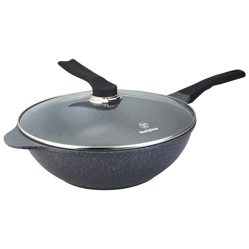 Wok Antiadherente Cerámica Gris 32CM 5ta Generación - Cocción sin aceite y limpieza rápida