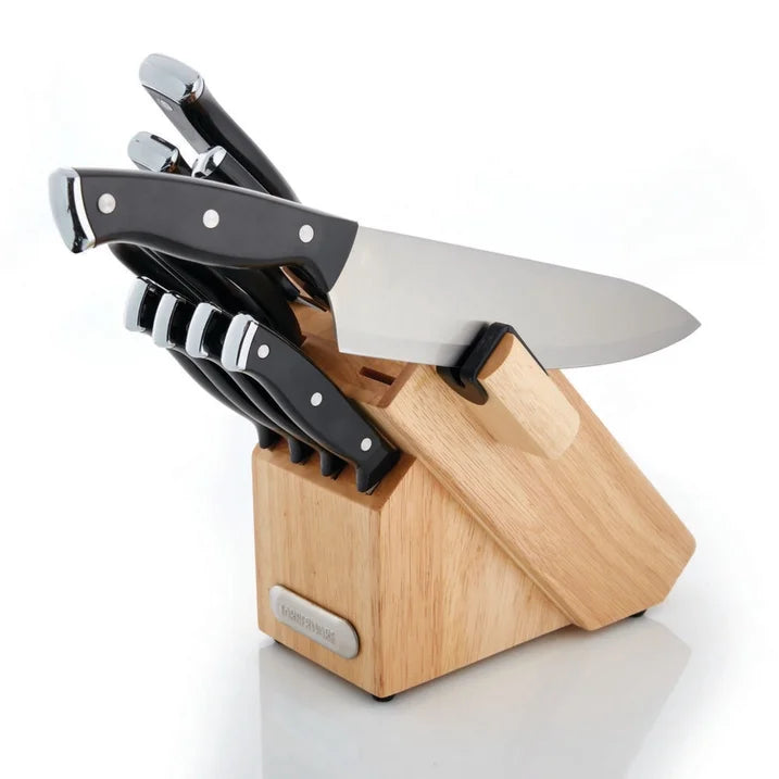 Bloque de cuchillos acero inox 14 piezas negro triple remache