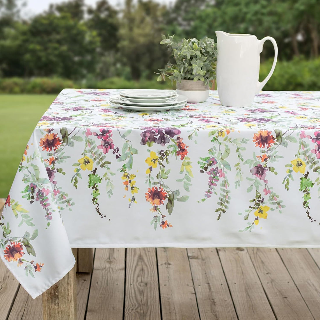 Mantel Antimanchas Floral cascade redondo 4-6 personas - Tela Resistente y Lavable
